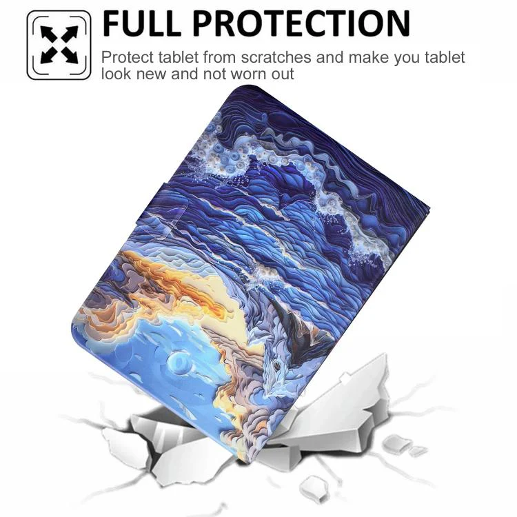 For Xiaomi Redmi Pad 2 Voltage Sewing Thread Painted Vegan Leather Smart Tablet Case(Mountain Sea Waves) - Image 6