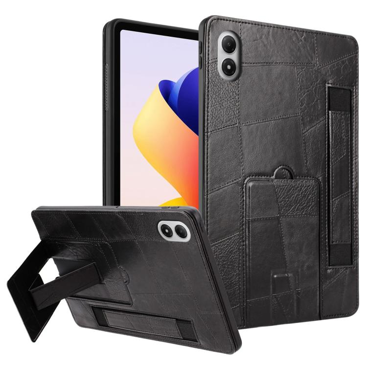 For Xiaomi Redmi Pad Pro 12.1 Wristband Retro Vegan Leather Back Tablet Case with Holder(Black)