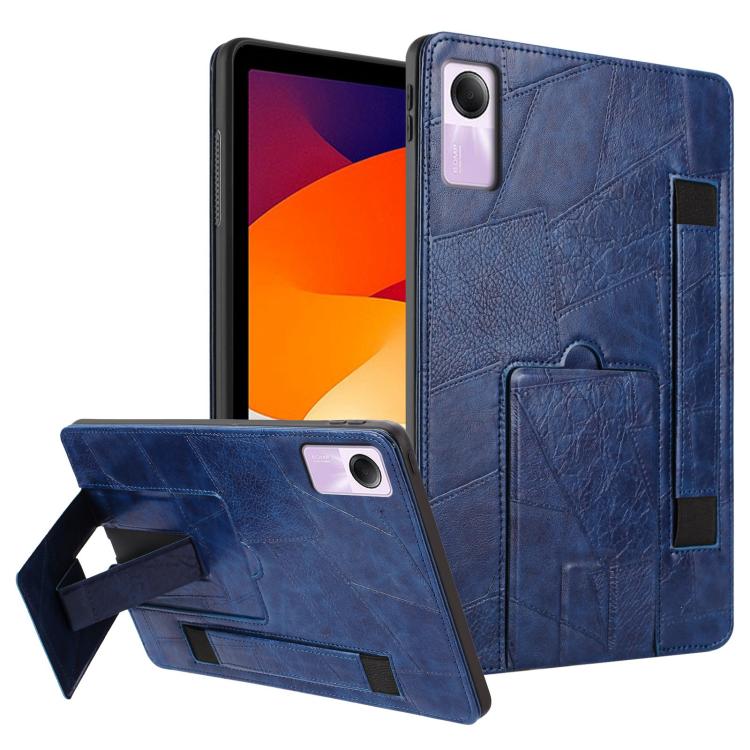 For Xiaomi Redmi Pad SE 11 2023 Wristband Retro Vegan Leather Back Tablet Case with Holder(Blue)