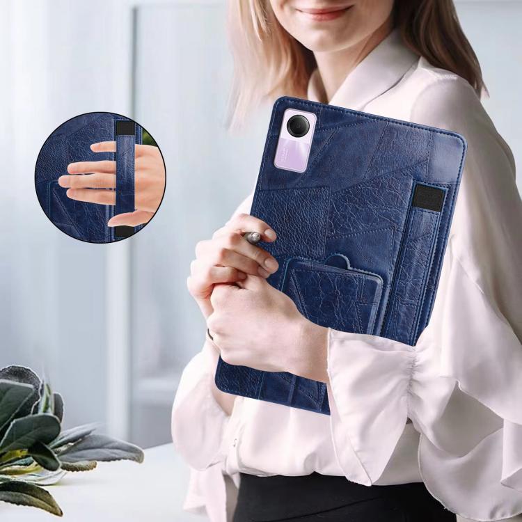 For Xiaomi Redmi Pad SE 11 2023 Wristband Retro Vegan Leather Back Tablet Case with Holder(Blue) - Image 5