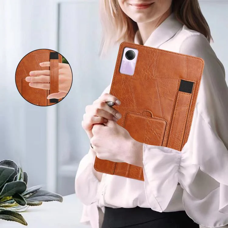 For Xiaomi Redmi Pad SE 11 2023 Wristband Retro Vegan Leather Back Tablet Case with Holder(Brown) - Image 5