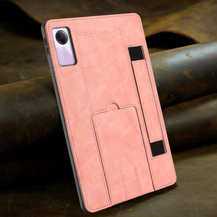 For Xiaomi Redmi Pad SE 11 2023 Wristband Retro Vegan Leather Back Tablet Case with Holder(Pink) - Image 7