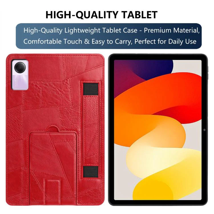 For Xiaomi Redmi Pad SE 11 2023 Wristband Retro Vegan Leather Back Tablet Case with Holder(Red) - Image 2