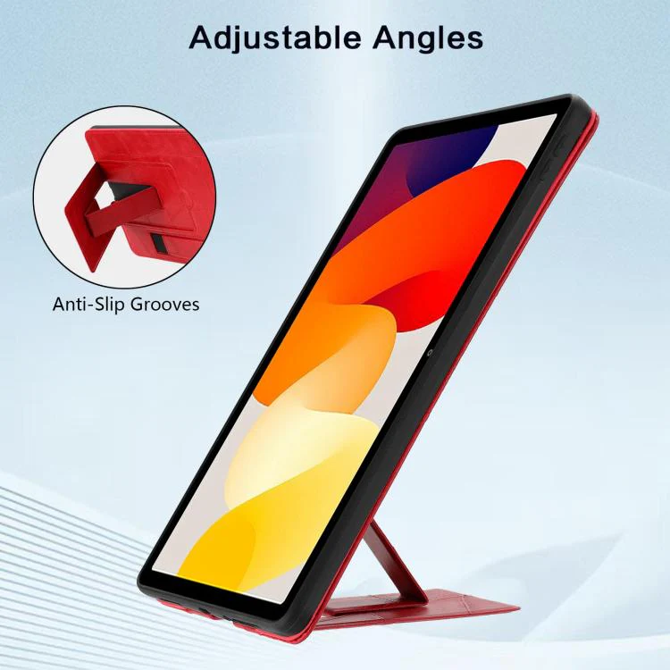 For Xiaomi Redmi Pad SE 11 2023 Wristband Retro Vegan Leather Back Tablet Case with Holder(Red) - Image 4