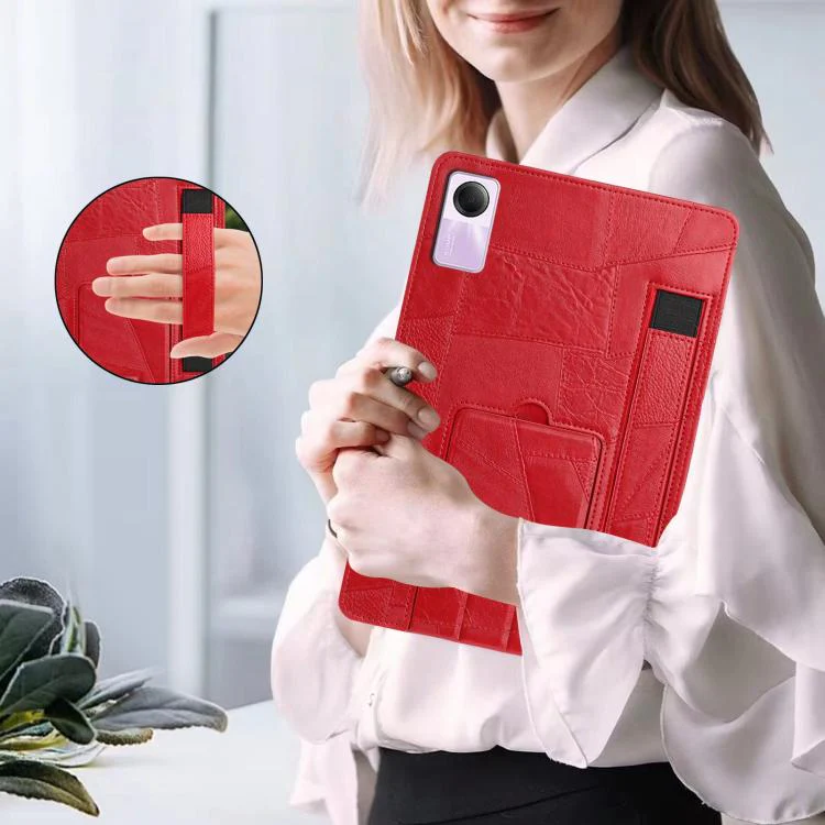 For Xiaomi Redmi Pad SE 11 2023 Wristband Retro Vegan Leather Back Tablet Case with Holder(Red) - Image 5