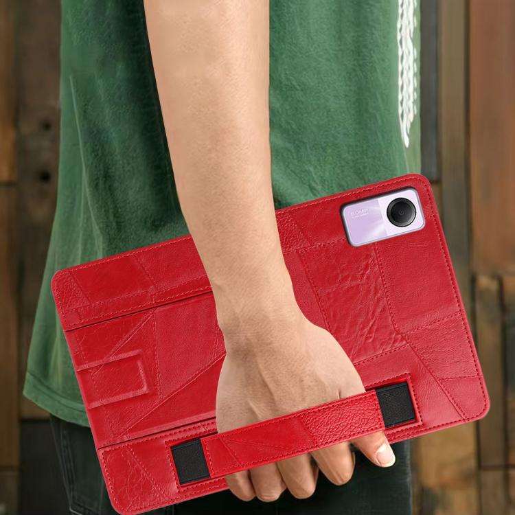 For Xiaomi Redmi Pad SE 11 2023 Wristband Retro Vegan Leather Back Tablet Case with Holder(Red) - Image 6