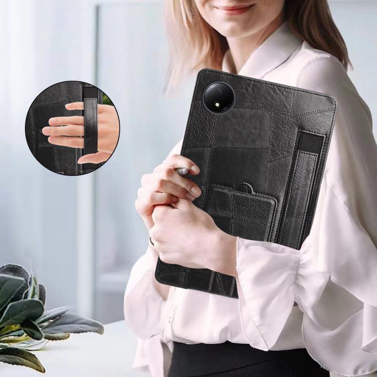For Xiaomi Redmi Pad SE 4G 8.7 Wristband Retro Vegan Leather Back Tablet Case with Holder(Black) - Image 5