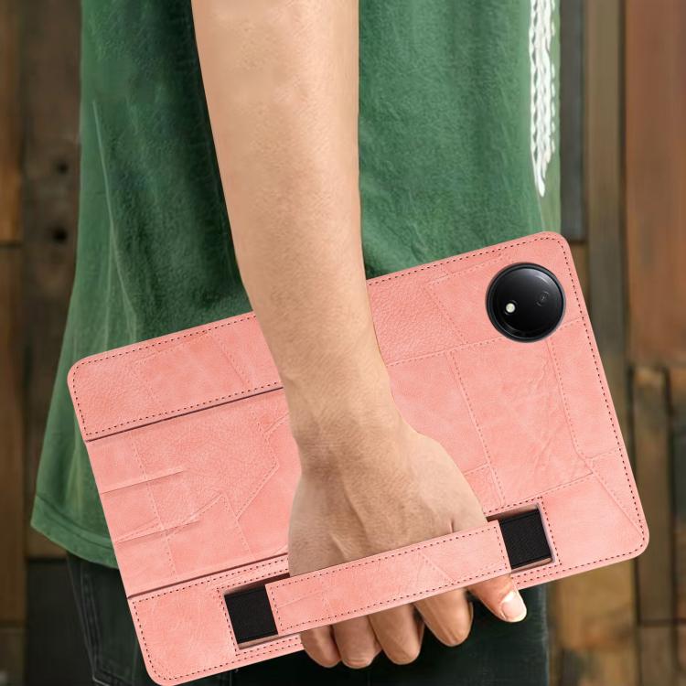 For Xiaomi Redmi Pad SE 4G 8.7 Wristband Retro Vegan Leather Back Tablet Case with Holder(Pink) - Image 6