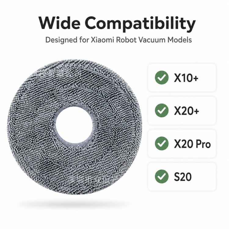 For Xiaomi Robot Vacuum X10 Plus / X20 Plus / S20 / S20 Plus / S10 / S10 Plus / S10 Pro Replacement Parts, Grey Fine Mop Pad - Image 3