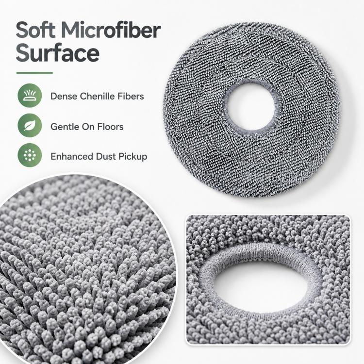 For Xiaomi Robot Vacuum X10 Plus / X20 Plus / S20 / S20 Plus / S10 / S10 Plus / S10 Pro Replacement Parts, Grey Fine Mop Pad - Image 4