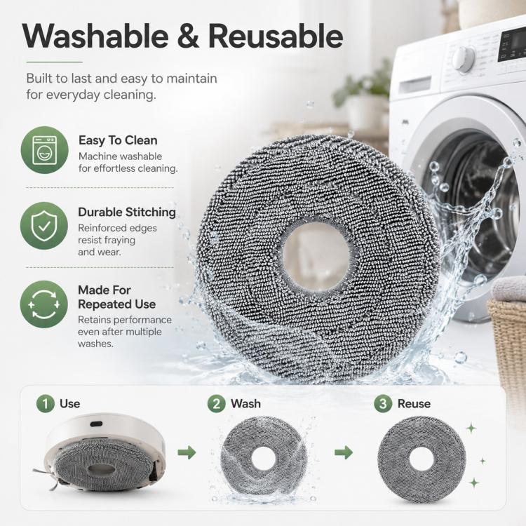 For Xiaomi Robot Vacuum X10 Plus / X20 Plus / S20 / S20 Plus / S10 / S10 Plus / S10 Pro Replacement Parts, Grey Fine Mop Pad - Image 6