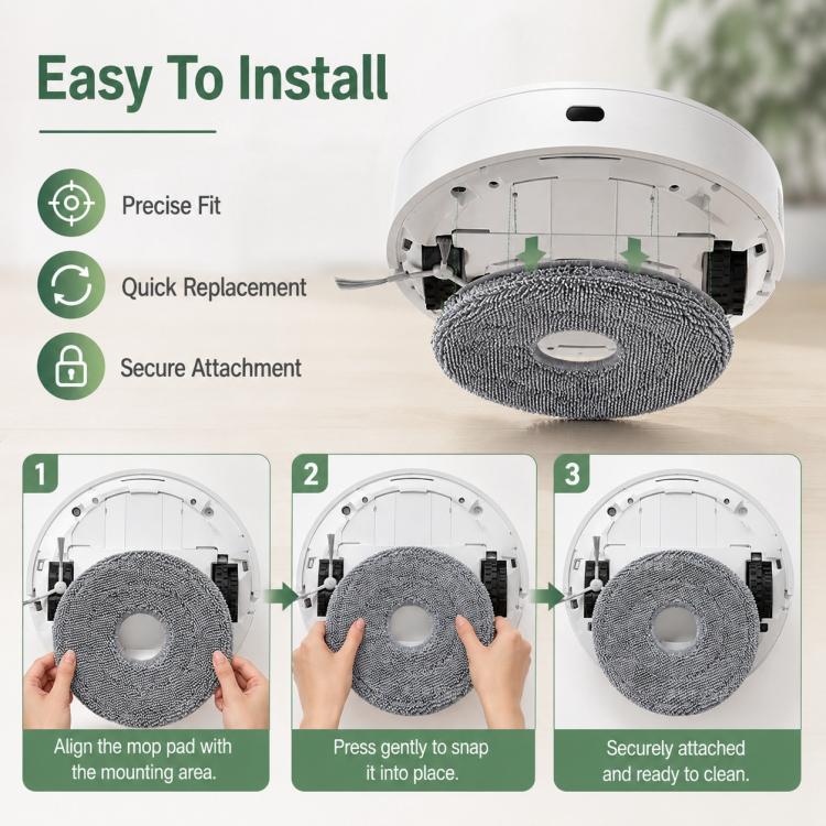For Xiaomi Robot Vacuum X10 Plus / X20 Plus / S20 / S20 Plus / S10 / S10 Plus / S10 Pro Replacement Parts, Grey Fine Mop Pad - Image 8