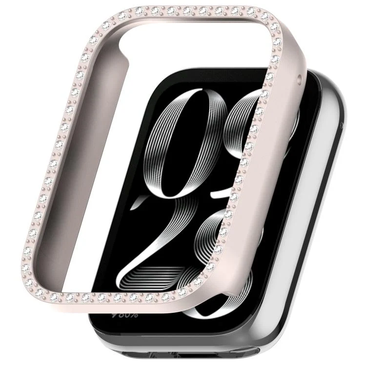 For Xiaomi Smart Band 10 Pro Ceramic Diamond Half Coverage Hollow PC Watch Protective Case(Matte Starlight)