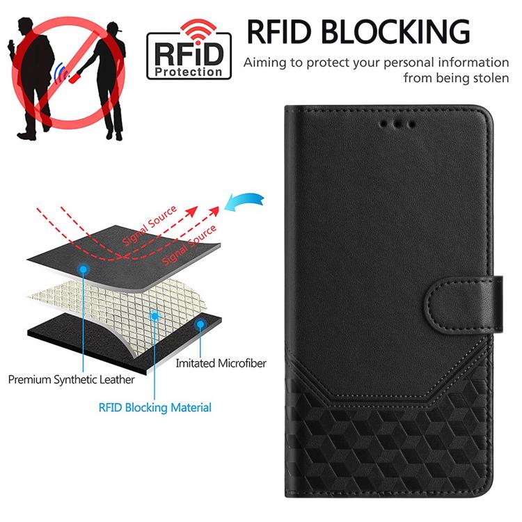 For ZTE nubia Neo 5 5G Honeycomb Embossing RFID Leather Phone Case(Black) - Image 4