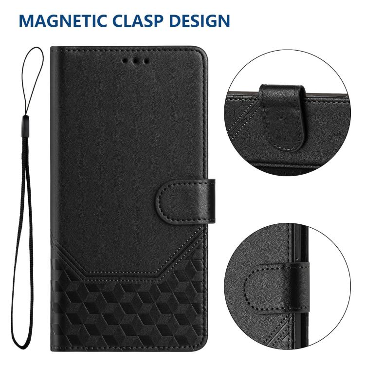 For ZTE nubia Neo 5 5G Honeycomb Embossing RFID Leather Phone Case(Black) - Image 5