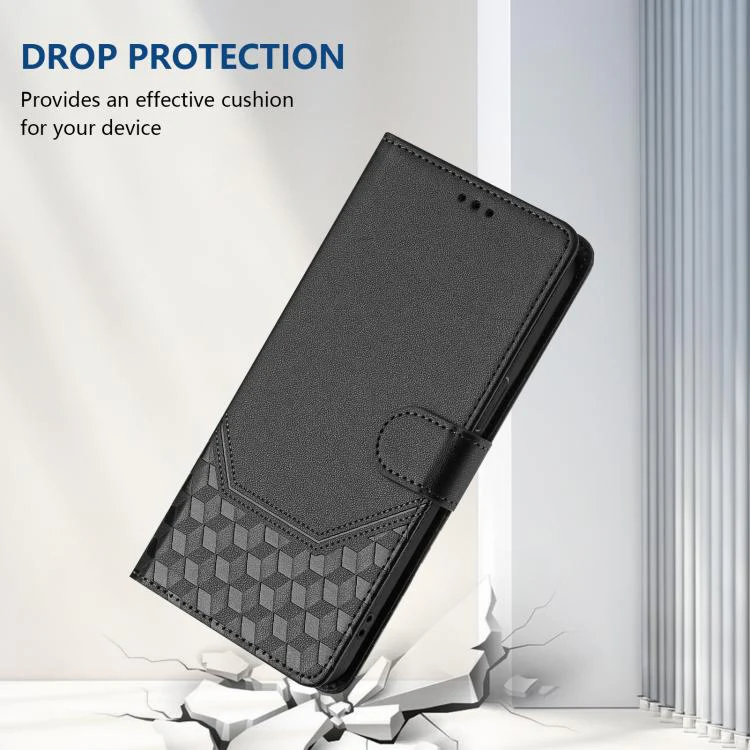 For ZTE nubia Neo 5 5G Honeycomb Embossing RFID Leather Phone Case(Black) - Image 7
