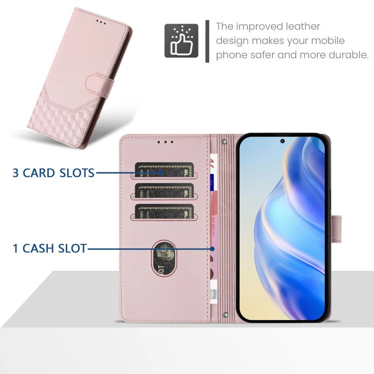 For ZTE nubia Neo 5 5G Honeycomb Embossing RFID Leather Phone Case(Pink) - Image 3