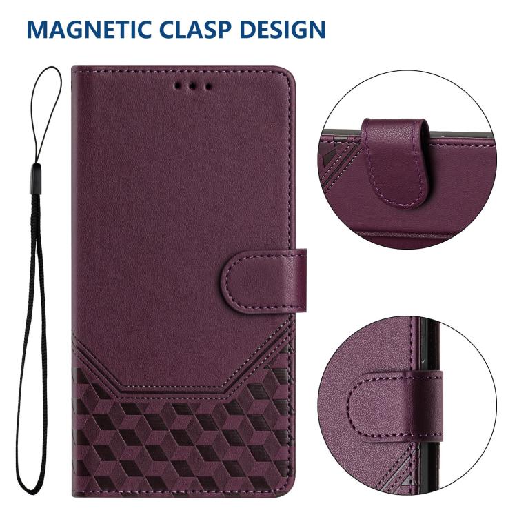 For ZTE nubia Neo 5 5G Honeycomb Embossing RFID Leather Phone Case(Violet) - Image 5