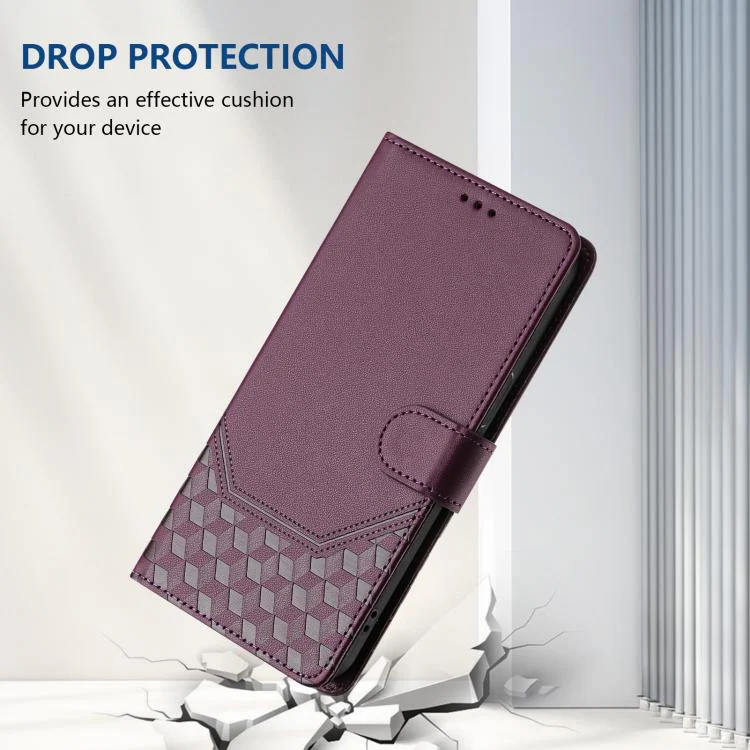 For ZTE nubia Neo 5 5G Honeycomb Embossing RFID Leather Phone Case(Violet) - Image 7
