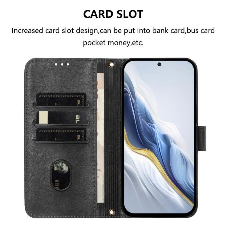 For ZTE nubia Neo 5 5G Line Splicing Buckle Retro Leather Phone Case(Black) - Image 3
