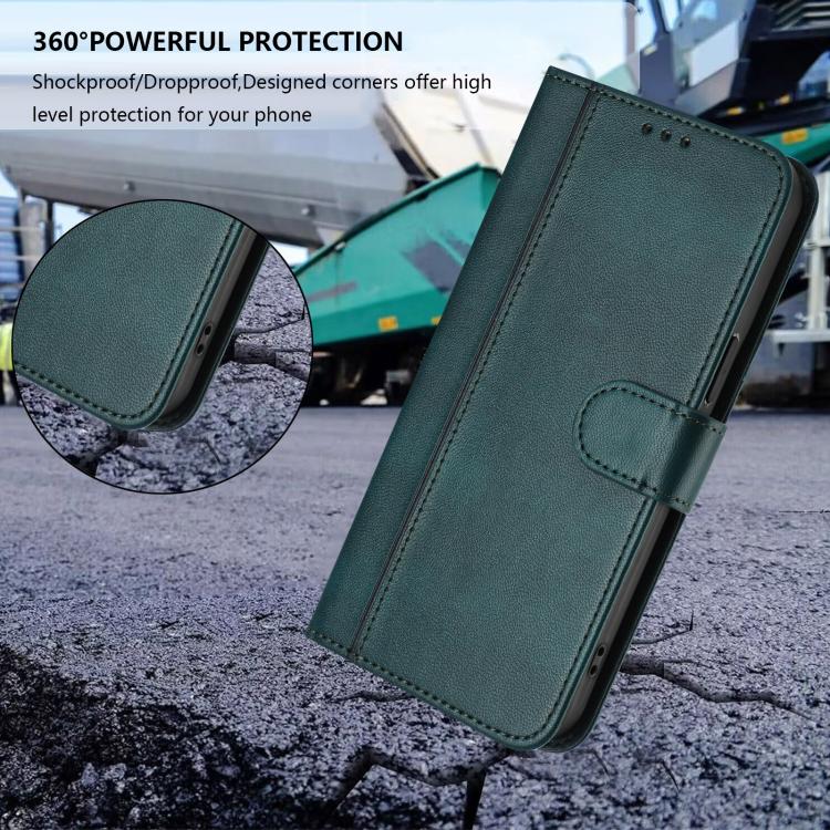 For ZTE nubia Neo 5 5G Line Splicing Buckle Retro Leather Phone Case(Dark Green) - Image 6