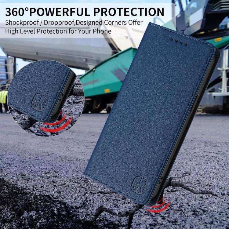 For ZTE nubia Neo 5 5G RC01 Dual-Folded Magnetic Suction RFID Leather Phone Case(Dark Blue) - Image 6