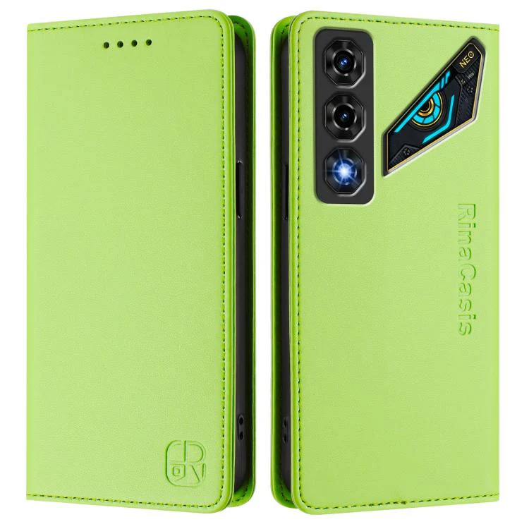 For ZTE nubia Neo 5 5G RC01 Dual-Folded Magnetic Suction RFID Leather Phone Case(Grass Green) - Image 2