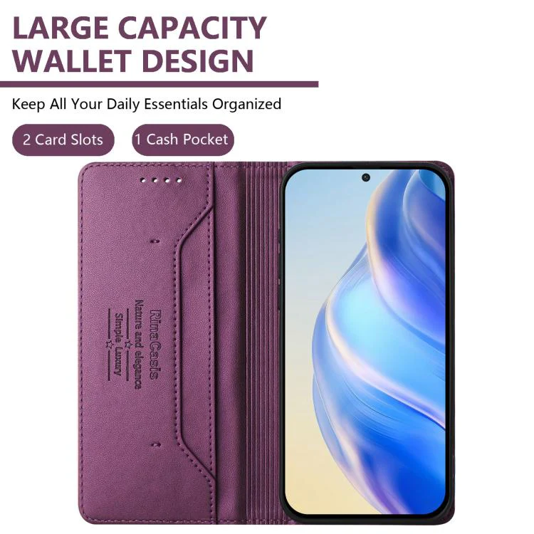 For ZTE nubia Neo 5 5G RC01 Dual-Folded Magnetic Suction RFID Leather Phone Case(Violet) - Image 3