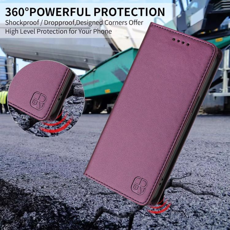 For ZTE nubia Neo 5 5G RC01 Dual-Folded Magnetic Suction RFID Leather Phone Case(Violet) - Image 6
