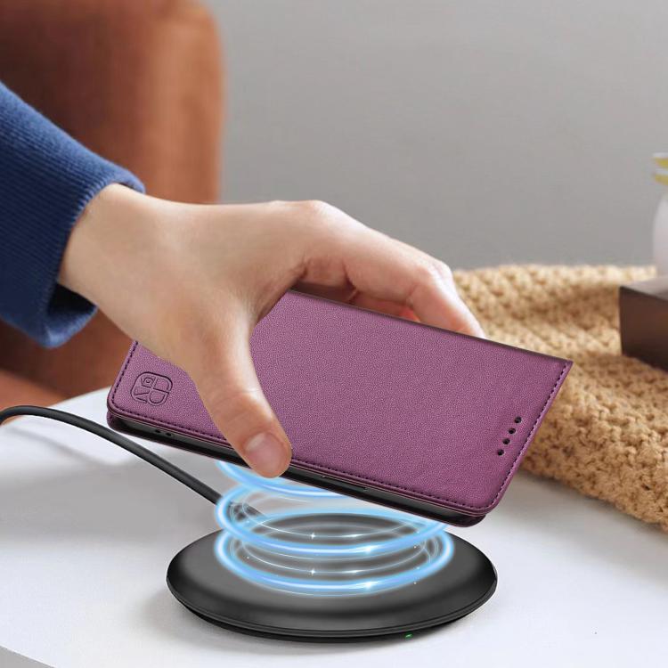 For ZTE nubia Neo 5 5G RC01 Dual-Folded Magnetic Suction RFID Leather Phone Case(Violet) - Image 7