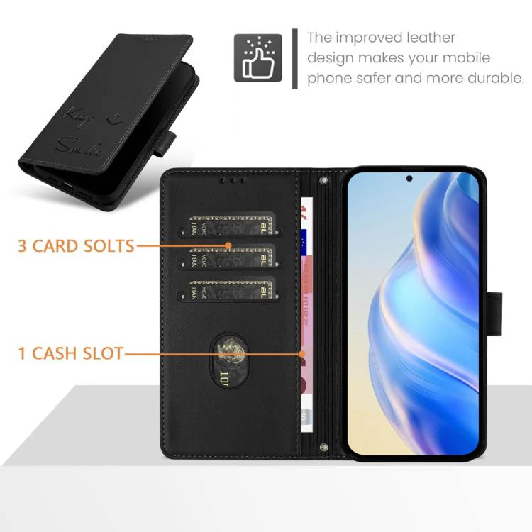 For ZTE nubia Neo 5 5G Smile Embossing RFID Leather Phone Case(Black) - Image 3