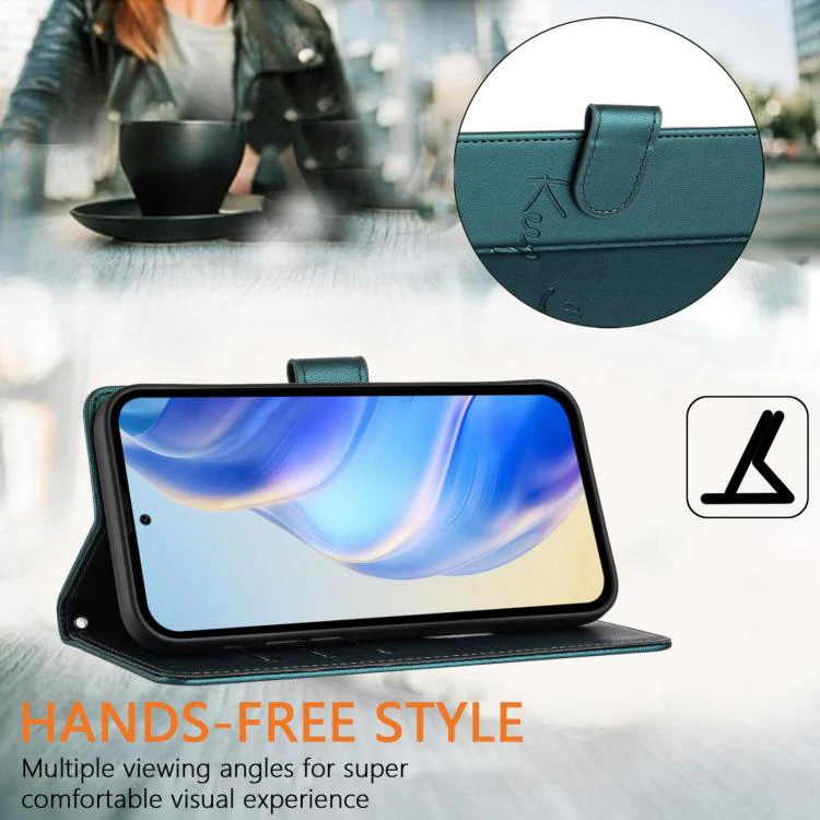 For ZTE nubia Neo 5 5G Smile Embossing RFID Leather Phone Case(Peacock Green) - Image 4