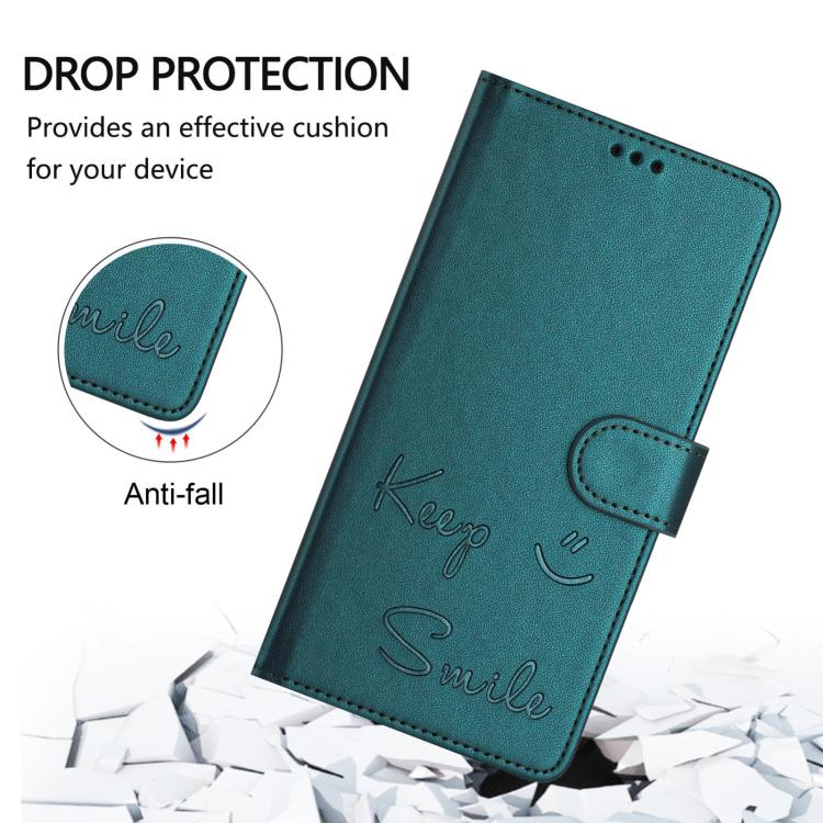 For ZTE nubia Neo 5 5G Smile Embossing RFID Leather Phone Case(Peacock Green) - Image 5