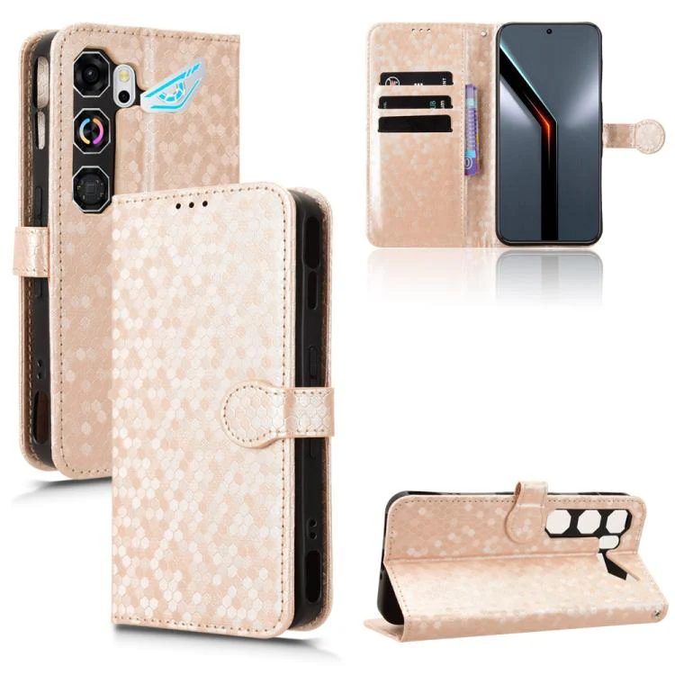 For ZTE nubia Neo 5 GT 5G Honeycomb Dot Texture Leather Phone Case(Gold)