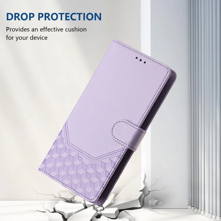 For ZTE nubia Neo 5 GT 5G Honeycomb Embossing RFID Leather Phone Case(Light Purple) - Image 7