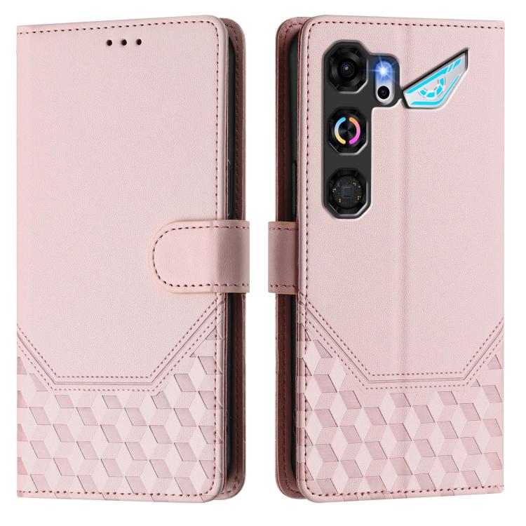 For ZTE nubia Neo 5 GT 5G Honeycomb Embossing RFID Leather Phone Case(Pink) - Image 2