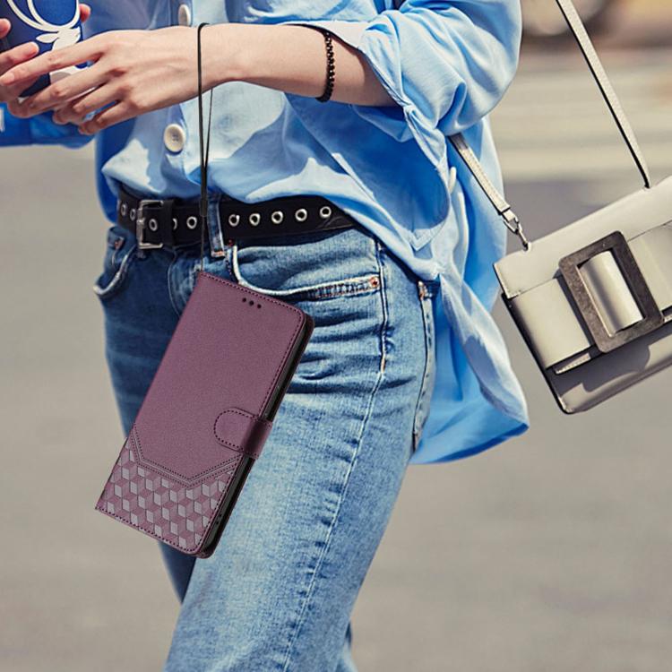 For ZTE nubia Neo 5 GT 5G Honeycomb Embossing RFID Leather Phone Case(Violet) - Image 8