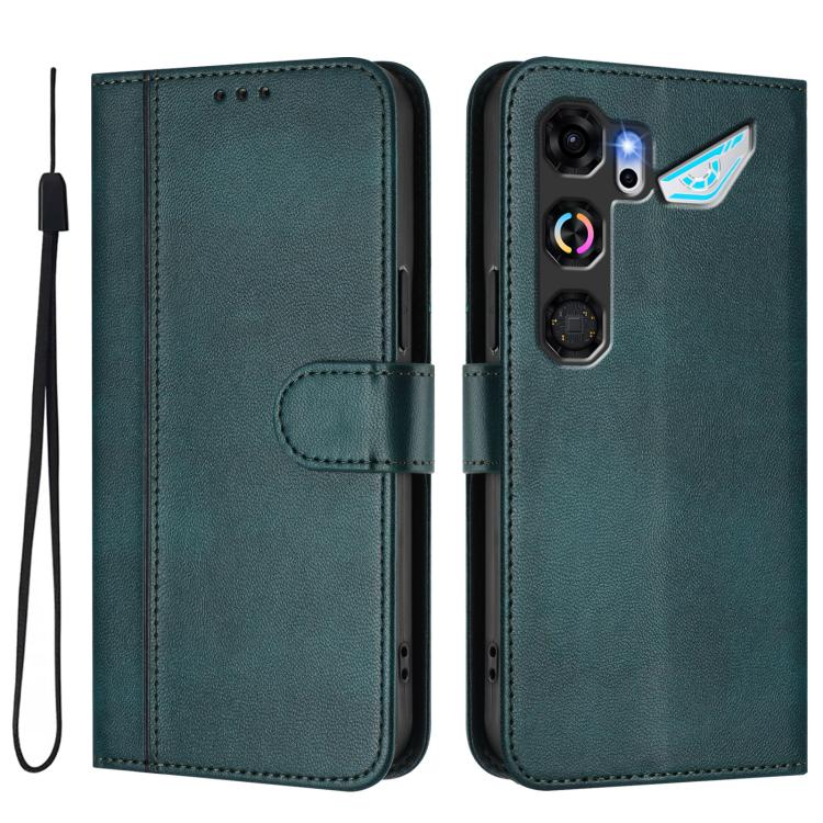 For ZTE nubia Neo 5 GT 5G Line Splicing Buckle Retro Leather Phone Case(Dark Green) - Image 2