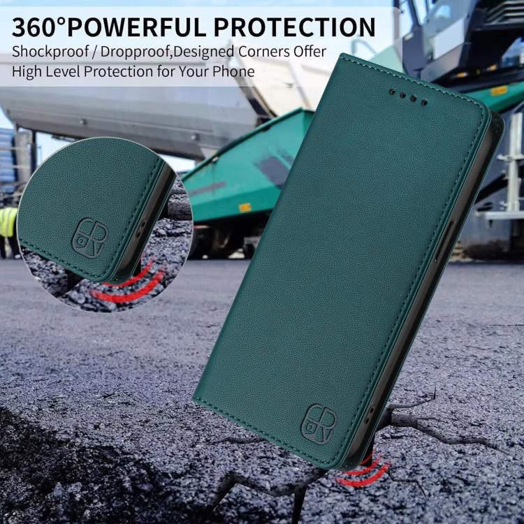 For ZTE nubia Neo 5 GT 5G RC01 Dual-Folded Magnetic Suction RFID Leather Phone Case(Dark Green) - Image 6