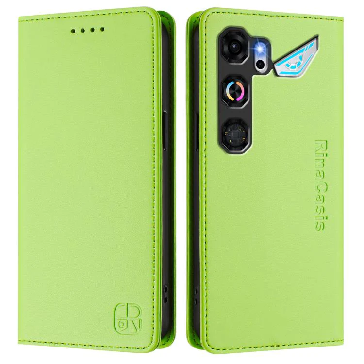 For ZTE nubia Neo 5 GT 5G RC01 Dual-Folded Magnetic Suction RFID Leather Phone Case(Grass Green) - Image 2