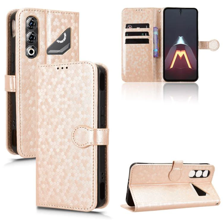 For ZTE nubia Neo 5 Pro 5G Honeycomb Dot Texture Leather Phone Case(Gold)
