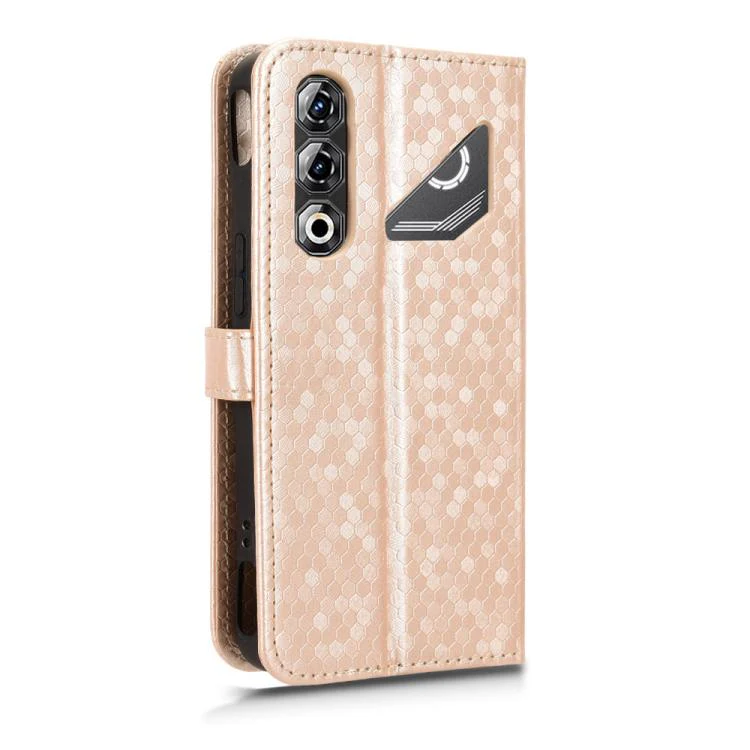 For ZTE nubia Neo 5 Pro 5G Honeycomb Dot Texture Leather Phone Case(Gold) - Image 3