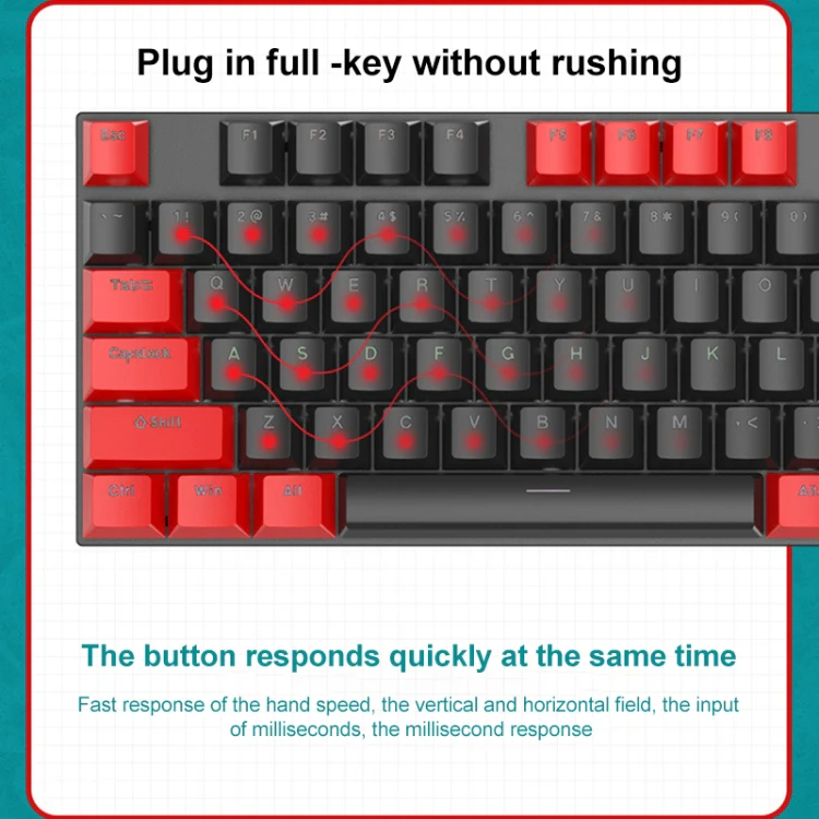 FOREV FV-301 87-keys Blue Axis Mechanical Gaming Keyboard, Cable Length: 1.6m(Pink + White) - Image 6