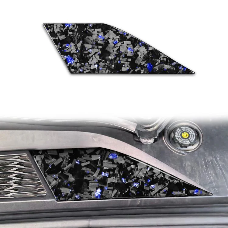 Forged Gold Foil Carbon Fiber Car Front Storage Vents Decorative Sticker for Chevrolet Corvette C8 2020-, Left Driver(Blue)