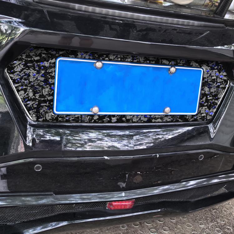 Forged Gold Foil Carbon Fiber Car Rear License Plate Frame Decorative Sticker for Chevrolet Corvette C8 2020-, Left and Right Driver(Blue) - Image 4
