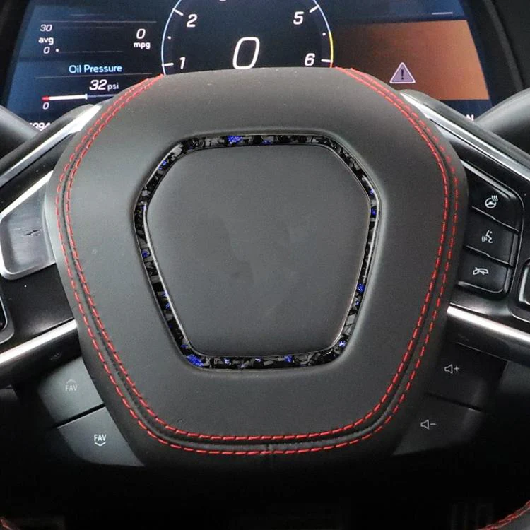Forged Gold Foil Carbon Fiber Car Steering Wheel Frame Decorative Sticker for Chevrolet Corvette C8 2020-, Left and Right Driver(Blue) - Image 3