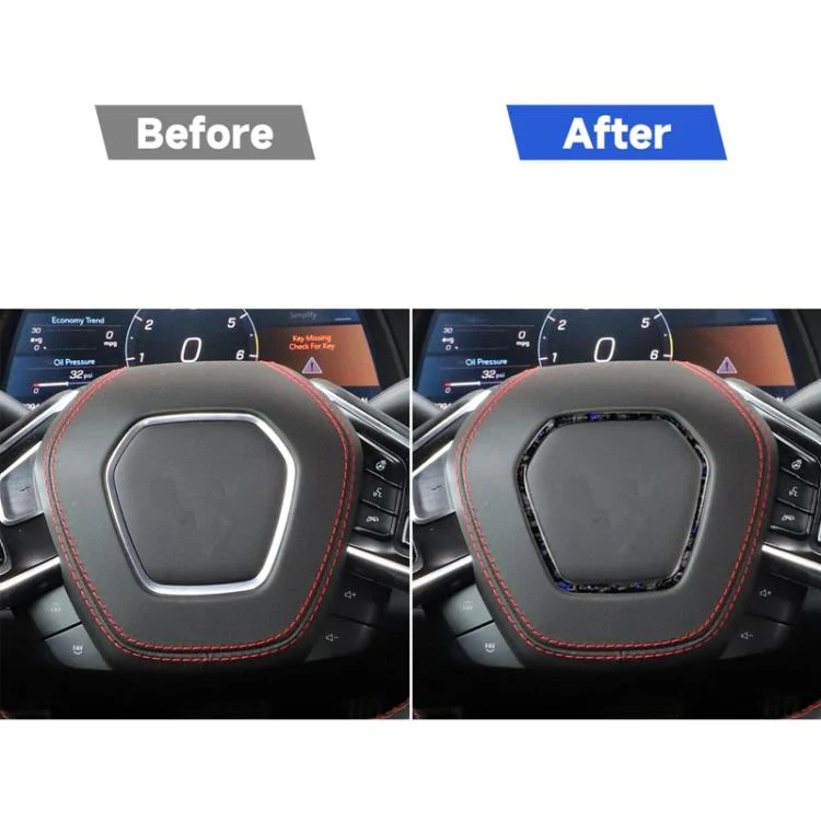 Forged Gold Foil Carbon Fiber Car Steering Wheel Frame Decorative Sticker for Chevrolet Corvette C8 2020-, Left and Right Driver(Blue) - Image 5