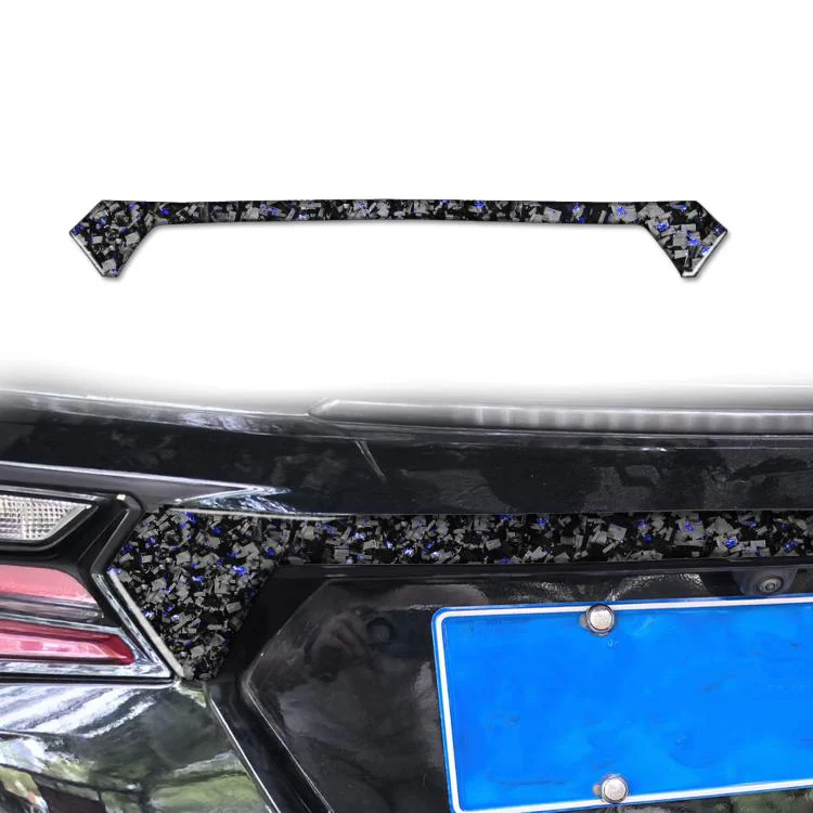 Forged Gold Foil Carbon Fiber Car Trunk Decorative Sticker for Chevrolet Corvette C8 2020-, Left and Right Driver(Blue)