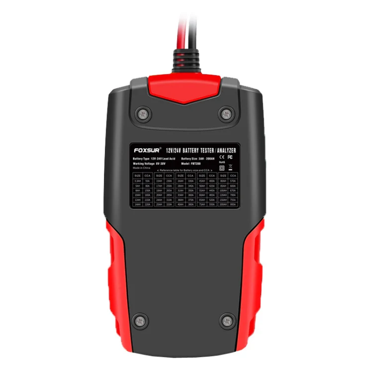 FOXSUR FBT200 12V / 24V Car Battery Tester (Red) - Image 4