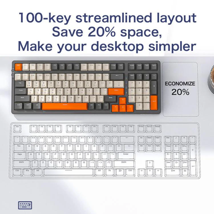 FREE WOLF K8 Korean Bluetooth Wireless Tri-Mode Mechanical Keyboard Hot-swappable Gaming Keyboard(Blueberry Blue Switch) - Image 3